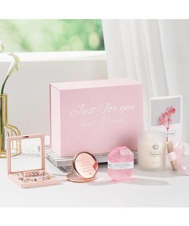 Gifts for Women: Scented Candle Gift Set Handmade Rose Soap & Pink Zebra Jasper Bracelet - Perfect Birthday & Relaxation Gifts - Buy Online on GoSupps.com