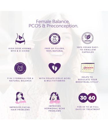 Inositol Myo & D-Chiro PCOS 4100MG Vegan Capsules - Hormonal Balance & Fertility Support - Preconception, Pregnancy & Ovarian Health - 9-in-1 Formula with Inositol, Folate, Chromium, Zinc, VIT B6, B12 & D3 - No Flavor (Vegan Capsules) - Buy Online on GoSupps.com
