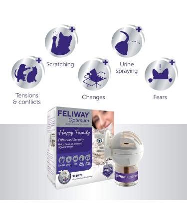 Feliway Optimum refill the best solution to ease cat anxiety cat conflict and stress in the home & Classic 20ml Spray comforts cats and helps solve behavioural issues and stress - 20ml + Classic 20ml Spray - Buy Online on GoSupps.com