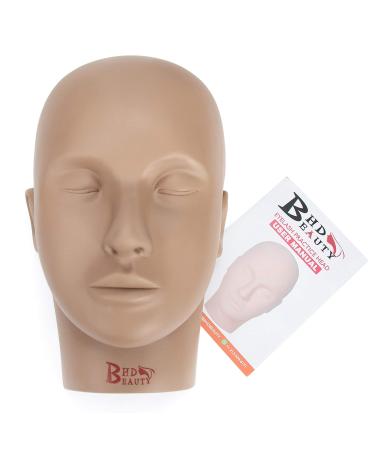 BHD BEAUTY Dark Brown Eyelash Training Head - Flat Soft PVC Material for Cosmetology Practice - Buy Online on GoSupps.com