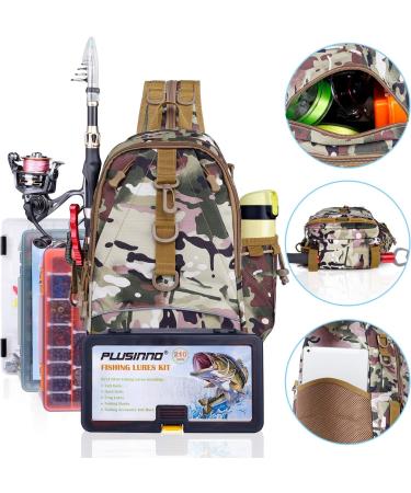 PLUSINNO Fishing Tackle Backpack Storage Bagï¼Fishing Gear Bagï¼Water-Resistant Fishing Backpack with Rod Holderâ¦ - Buy Online on GoSupps.com
