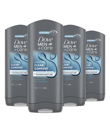 Dove Men+Care Body + Face Wash Clean Comfort Hydrating with 24hr Nourishing Micromoisture Technology 400ml Pack of 4 400 ml (Pack of 4) Body and Face Wash