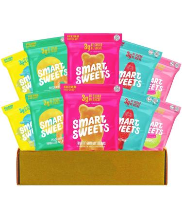 10 Pack Variety Candy with Low-Sugar (3g) & Low Calorie (80) 2 of Each Flavour Included: Peach Sweet Fish Sour Buddies Fruity Bears Sourmelon Bites