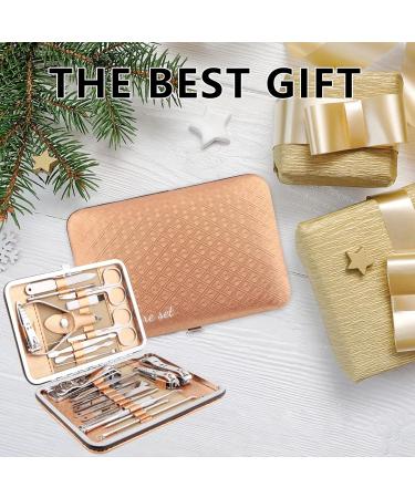 Manicure Set Professional Nail Clippers Kit Pedicure Care Tools 23pcs Stainless Steel Grooming Tools with Black PU Leather Case for Travel or Home (Gold/Silver) - Buy Online on GoSupps.com