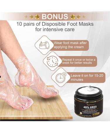 Urea Cream 40% for Feet - Max Strength with 2% Salicylic Acid | Dry Cracked Heels Foot Lotion + 10 Disposable Foot Masks - 5.3OZ - Buy Online on GoSupps.com
