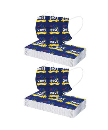 ZQP BEUU 20PCS Disposable_Mack for Women Men 2021 Happy New Year Printed 3-Layer Non-Woven Women Men Face Bandanas Breathable