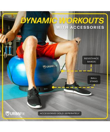 URBNFit 26IN Exercise Ball - AntiBurst Yoga Ball for Pregnancy Stability - Swiss Balance Ball with Pump - Fitness Ball Chair for Office and Home Gym - Black - Buy Online on GoSupps.com