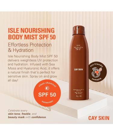 Isle Nourishing Body Mist w/SPF 50 Body Sunscreen Spray w/Sea Moss Hyaluronic Acid Vitamin C & More - Hydrating Vegan Sunscreen Mist - Lightweight SPF Spray for All Skin Types 6 fl oz - Buy Online on GoSupps.com