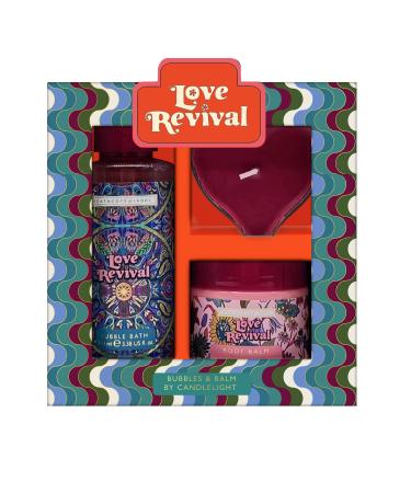Heathcote & Ivory Love Revival-Bubbles & Balm By Candlelight (Bubble Bath 100ml Body Cream 60ml Scented Candle 30g) - Pampering Bath and Body Set for a Blissful Evening