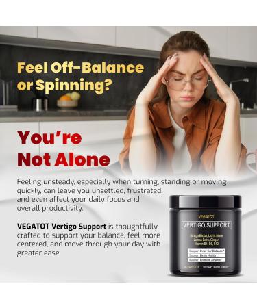 VEGATOT Vertigo Supplement 500mg *Made in USA* with Ginkgo Biloba & Lion's Mane - Inner Ear Balance Support for Dizziness - 90 Count - Buy Online on GoSupps.com