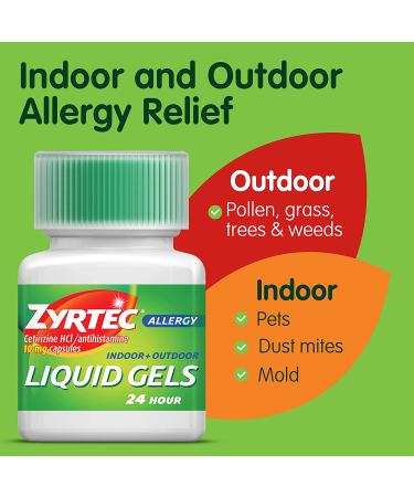 Zyrtec 24 HR Indoor/Outdoor Allergy Relief Liquid Gels - 40 ct - Cetirizine HCI Antihistamine - Buy Online on GoSupps.com
