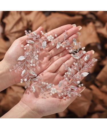 Unicra Bride Wedding Hair Vine Pink Rhinestone Flower Hair Accessories Silver Crystal Bridal Headband Headpiece for Women and Girls - Buy Online on GoSupps.com