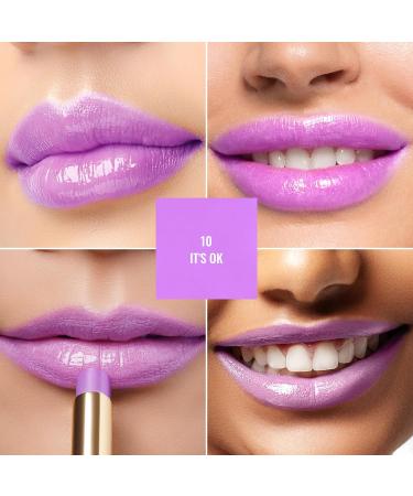Oulac Moisture Shine Lipstick - Light Lavender Tinted Balm for Dry Lips | Hydrating Vegan Lipstick with Glossy Finish (10) - Buy Online on GoSupps.com