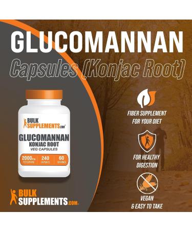 BULKSUPPLEMENTS.COM Glucomannan Capsules 2000mg - 240 Veg Capsules - Vegan Konjac Root Extract Fiber Supplements - Buy Online on GoSupps.com