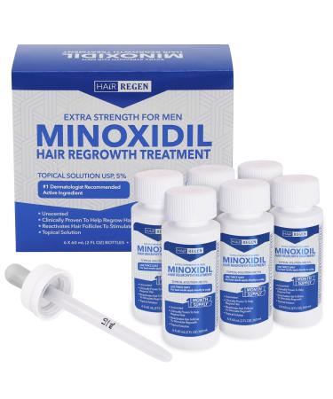 Advanced 5% Minoxidil Hair Regrowth Treatment for Thinning Hair and Hair Loss for Men - 6 Month Supply Hair Loss Treatment Minoxidil Topical Solution So Thicker Fuller Hair Keeps Growing