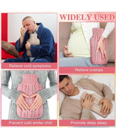 2-Piece Hot Water Bottle Cover - Knitted Soft Cover for Hot/Cold Therapy - Menstrual Cramps & Pain Relief - Pink Khaki 2000ml - Buy Online on GoSupps.com