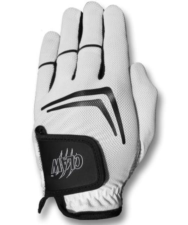 CaddyDaddy Claw Golf Glove for Men - Breathable, Long Lasting Golf Glove White Large Left