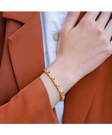 Magnetrx Ultrastarkes Magnnet Hardship Bracelet for Women - Double Magnet Stainless Steel Crystal Adjustable Rose Gold Magnetic Tape with Size Tool - Buy Online on GoSupps.com