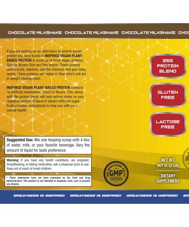 Shop Inspired Vegan Chocolate Plant-Based Protein 24g Protein Per Serving 2lb - Healthy & Delicious - Buy Online on GoSupps.com