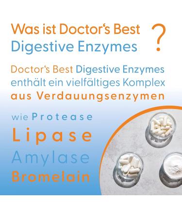 Doctor's Best Digestive Enzyme - 90 Vegetarian Capsules | Gluten-Free Soy-Free Non-GMO Enzyme Mix - Laboratory Tested for Optimal Digestion - Buy Online on GoSupps.com