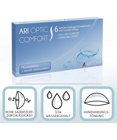 Aricona Monthly Soft Contact Lenses - 6 Pack | BC 8.6mm | Dia 14.2 | -2.0 Diopters for Daily Use - Buy Online on GoSupps.com