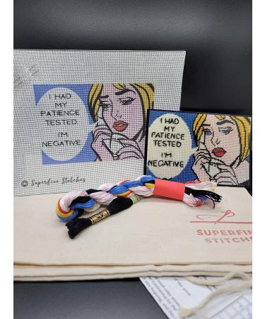 I Had My Patience Tested Needlepoint Kit for Adults - 18 Count Mono Canvas, Premium Silk Threads, Funny Design, How-to Instructions - Buy Online on GoSupps.com