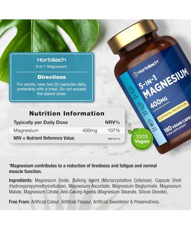 Horbaach Magnesium Complex with Glycinate bisglicinate Citrate and more 5 types of Complex 180 Vegan Capsules Horbach - Buy Online on GoSupps.com