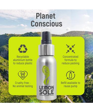 Lemon Sole Natural Shoe Deodoriser Spray - 6 Essential Oils for Long-Term Odour Control - Sports Fresh Lemon Scent 60ml - Buy Online on GoSupps.com
