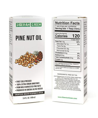 2 Pack Siberian Pine Nut Oil - 100% Natural Extra Virgin Cold Pressed, 2x100ml | Unrefined Raw No-GMO Vegan | Healthy Diet Food Grade (2 Bottles) - Buy Online on GoSupps.com