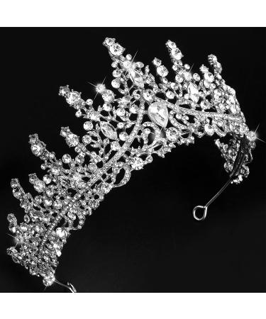 COCIDE Silver Tiara and Crown for Women Crystal Queen Crowns Rhinestone Princess Tiaras for Girl Bride Wedding Hair Accessories for Bridal Birthday Party Prom Halloween Cos-play Costume Christmas