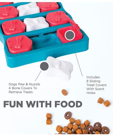 Nina Ottosson Interactive Treat Puzzle Game Dog Toy Level 2 - Teal/Red/White/Brown - Buy Online on GoSupps.com