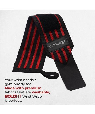 Boldfit Adjustable Wrist Brace - Breathable Velcro Weight Lifting Wraps for Crossfit & Gym - Universal Size Red & Black for Men & Women - Buy Online on GoSupps.com