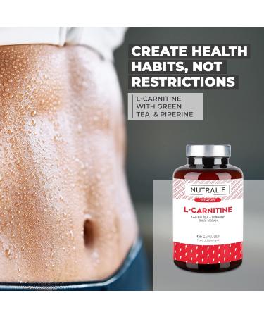L-Carnitine High Strength Supplement | Vegan Capsules with Green Tea & Black Pepper | 120 Capsules by Nutralie - Buy Online on GoSupps.com