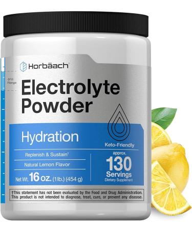 HorbÃ¤ach Electrolytes Powder | 16 oz | 130 Servings | Hydration Supplement | Vegetarian | Keto-Friendly | Non-GMO Gluten Free Formula | Lemon Flavor - Buy Online on GoSupps.com