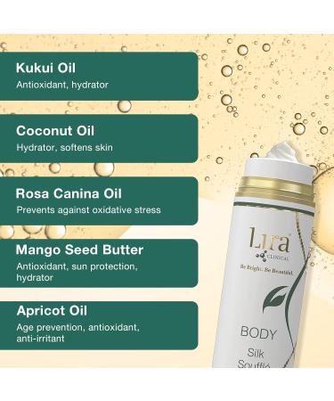 Lira Clinical BODY Silk Souffle - Hydrating Body Moisturizing Cream for Women & Men - With Vitamin C Natural Oils & Hyaluronic Acid - Deep Moisture Softening Lotion for Hydrating Dry Skin - 6 Fl Oz - Buy Online on GoSupps.com