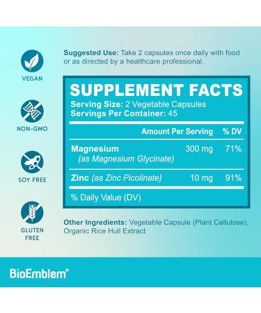 BioEmblem Magnesium Glycinate with Zinc and Turmeric Curcumin - Buy Online on GoSupps.com