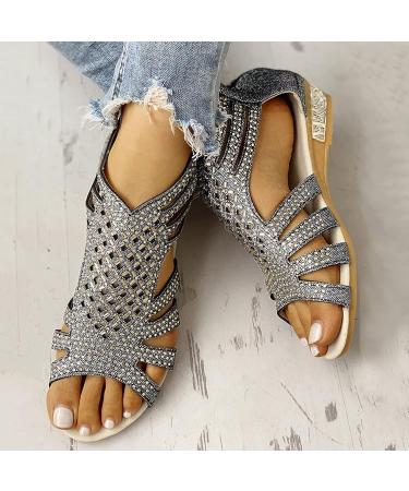 Rvidbe Dressy Women's Platform Wedge Sandals - Ankle Buckle Flip Flops - Z1-Black 7.5 - Buy Online on GoSupps.com