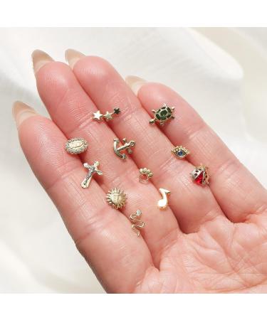 Tiny Mini Unisex BFF Animal Paw Print Stud Earrings - Real Yellow Gold, Women/Teen, Pet Dog/Cat Lover - Safety Clutch Screw Back - Buy Online on GoSupps.com