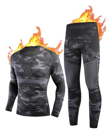 Nooyme thermal underwear men breathable thermoactive functional clothing men functional underwear men set flexible ski underwear men warm underwear for home winter M camouflage
