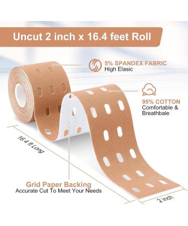 GALLOP Kinesiology Tape Roll 2in x 16.4ft - Beige, Elastic Support for Joints and Muscle Pain Relief - Latex-Free, Water Resistant, Breathable Holes - Buy Online on GoSupps.com