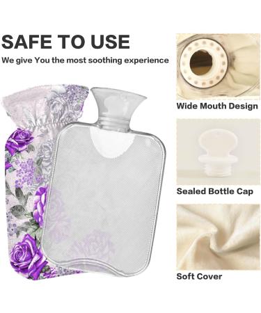 Shop Naanle Vintage Purple Rose Hot Water Bottle 2L | Transparent Cover Large Bed Warmer for Pain Relief & Cold Therapy - Buy Online on GoSupps.com