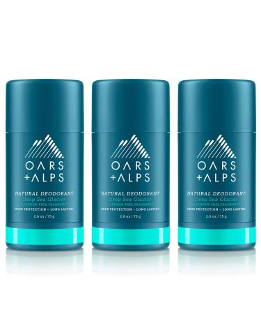 Oars + Alps Aluminum Free Deodorant for Men and Women Dermatologist Tested and for Sensitive Skin Deep Sea Glacier 3 Pack 2.6 Oz Each 3ct - Deep Sea Glacier