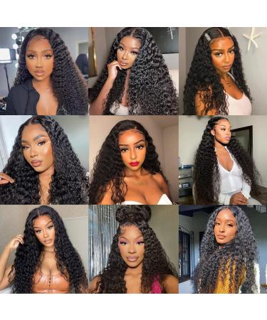 MSCLARA 24 Deep Wave Lace Front Wig | Brazilian Wet and Wavy Human Hair | Pre Plucked with Baby Hair | Natural Looking Glueless Wig for Black Women - Buy Online on GoSupps.com