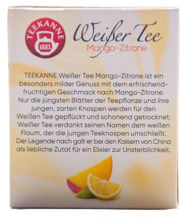 Teekanne White Tea Mango-Lemon | Pack of 6 (120 Tea Bags) | Premium Quality 25g Each | Buy Internationally - Buy Online on GoSupps.com
