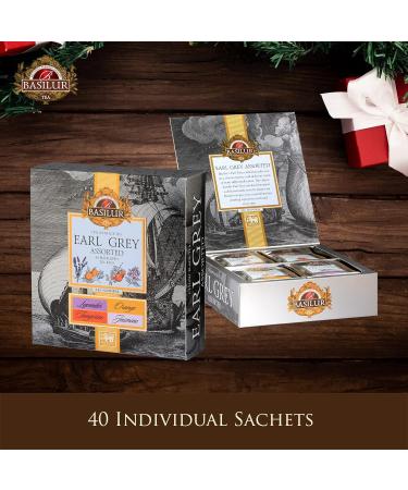 Basilur Ceylon Black Tea Earl Grey Assorted 40 Enveloped Tea Bags - Premium Quality Tea Blend - Buy Online on GoSupps.com