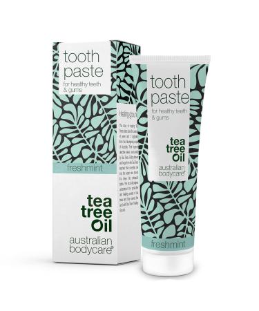 Toothpaste with tea tree oil and fresh mint - 75ml |For daily care for paradentosis bleeding gums and bad breath |Keading acid helps with whites and healthier teeth Fresh Mint 75 ml (1 Pack) - Buy Online on GoSupps.com