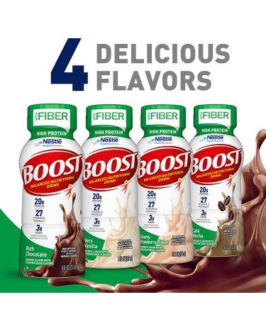 BOOST High Protein Fiber Nutritional Drink Rich Chocolate 8 fl oz Bottle - 24 Pack - Buy Online on GoSupps.com