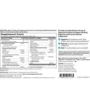 Klaire Labs SFI Health Vital-Zymes Chewable Digestive Enzymes for Adults & Kids - Cherry - 180 Chewable Tablets - Buy Online on GoSupps.com
