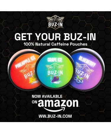 BUZ-IN | 60MG Caffeine Energy | 20 Pouches | 100% Natural Energy l Ideal for Athletes Fitness Enthusiasts Gamers Festival Lovers Travelers - The Perfect Coffee Substitute (Pineapple Ice) - Buy Online on GoSupps.com
