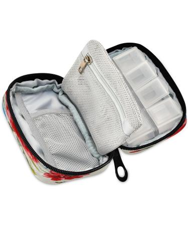 Buy Pfrewn 7 Day Pill Organizer Case - Vintage Bouquet Wildflowers & Butterflies Travel Pill Box | Portable Weekly Vitamin & Medicine Holder - Buy Online on GoSupps.com